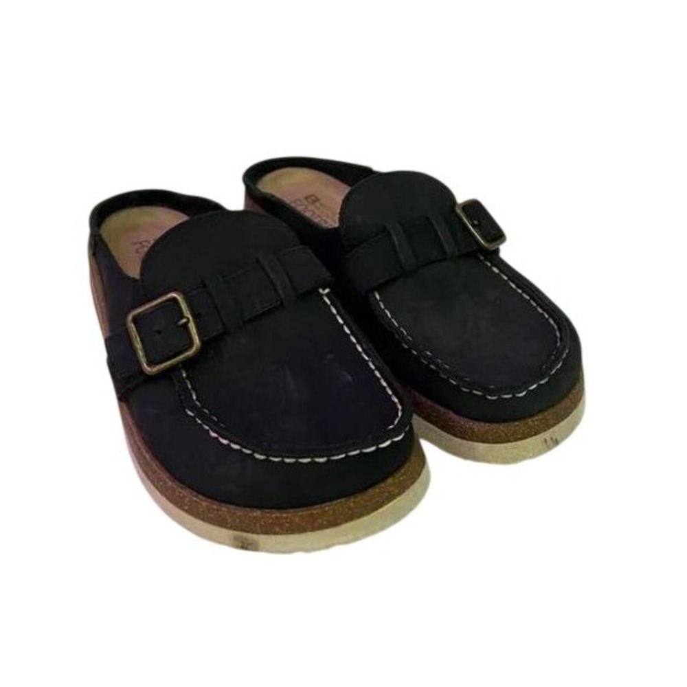White Mountain Slip-On Clog Womens Size 7 Black Excellent Buckle Mule Shoes